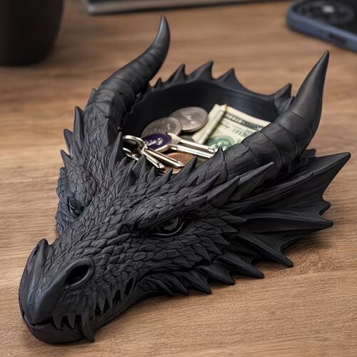 3D打印龙头收纳盘创意桌面摆件收纳神器哥特风钥匙收纳盒玄关收纳