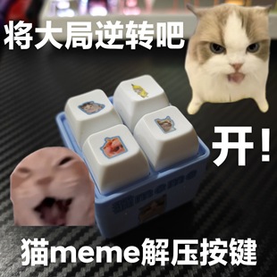 猫meme解压按键钥匙扣发光语音挂件将大局逆转吧按键发声玩具解压