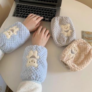 小熊防污家务耐脏办公室保暖护袖 套女收口ins 学生可爱卡通毛绒袖