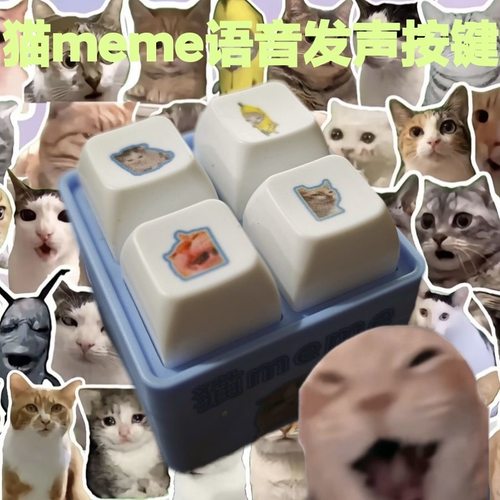 猫meme解压按键钥匙扣发光语音挂件将大局逆转吧按键发声玩具解压