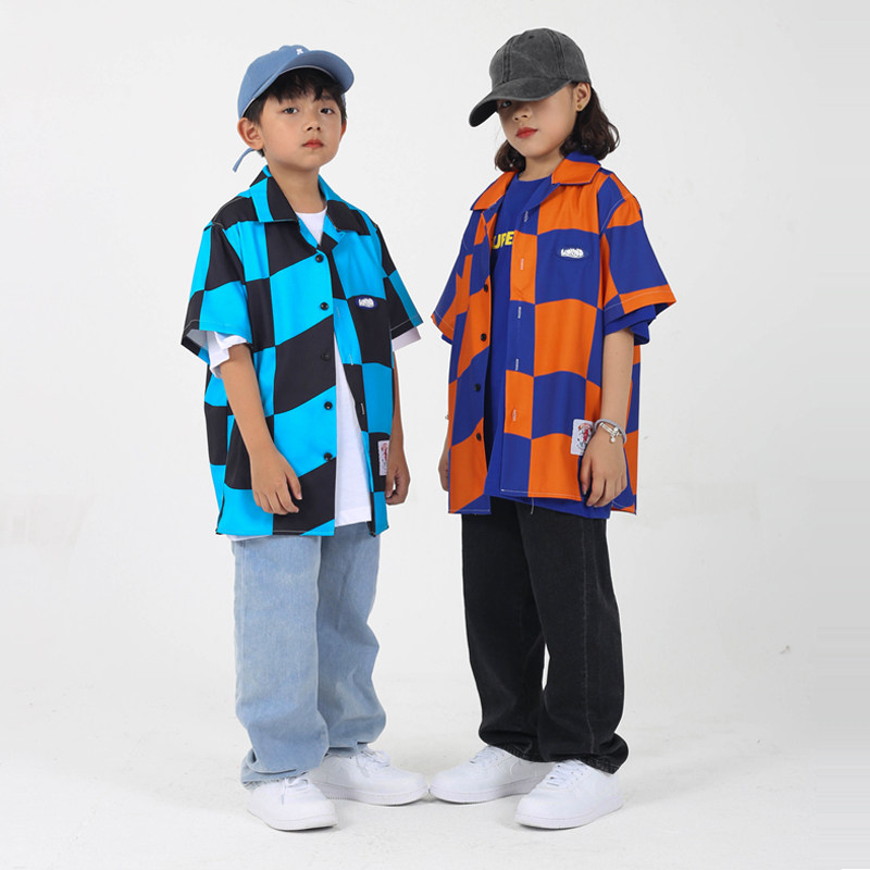 潮牌原创欧美街头hiphop嘻哈少儿街舞服装儿童帅气演出服套装夏季