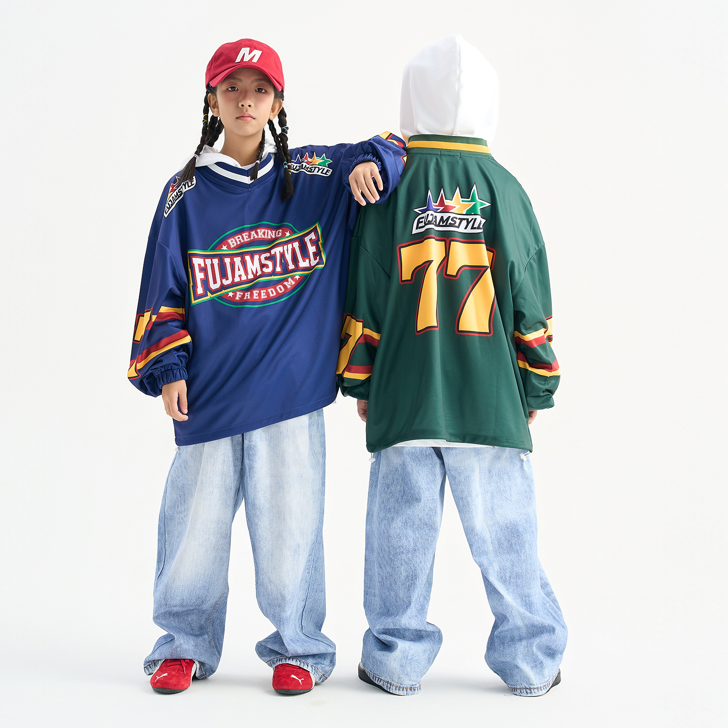 FUJAM儿童街舞潮服美式复古潮牌秋季长袖上衣少儿hiphop演出服装