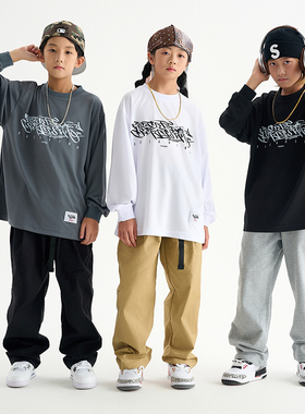 街舞儿童演出服套装嘻哈hiphop炸街长袖儿童跳舞潮服酷帅男童秋季
