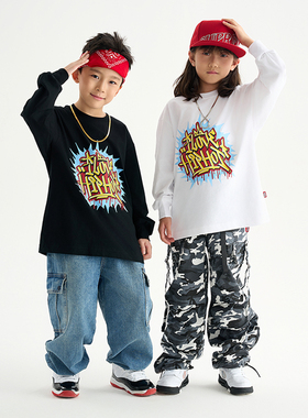 服酱原创hiphop街舞童装潮服儿童美式嘻哈涂鸦印花长袖套装演出服