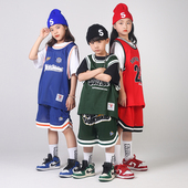嘻哈演出服装 原创设计少儿街舞套装 男女童hiphop酷帅背心短裤 bboy