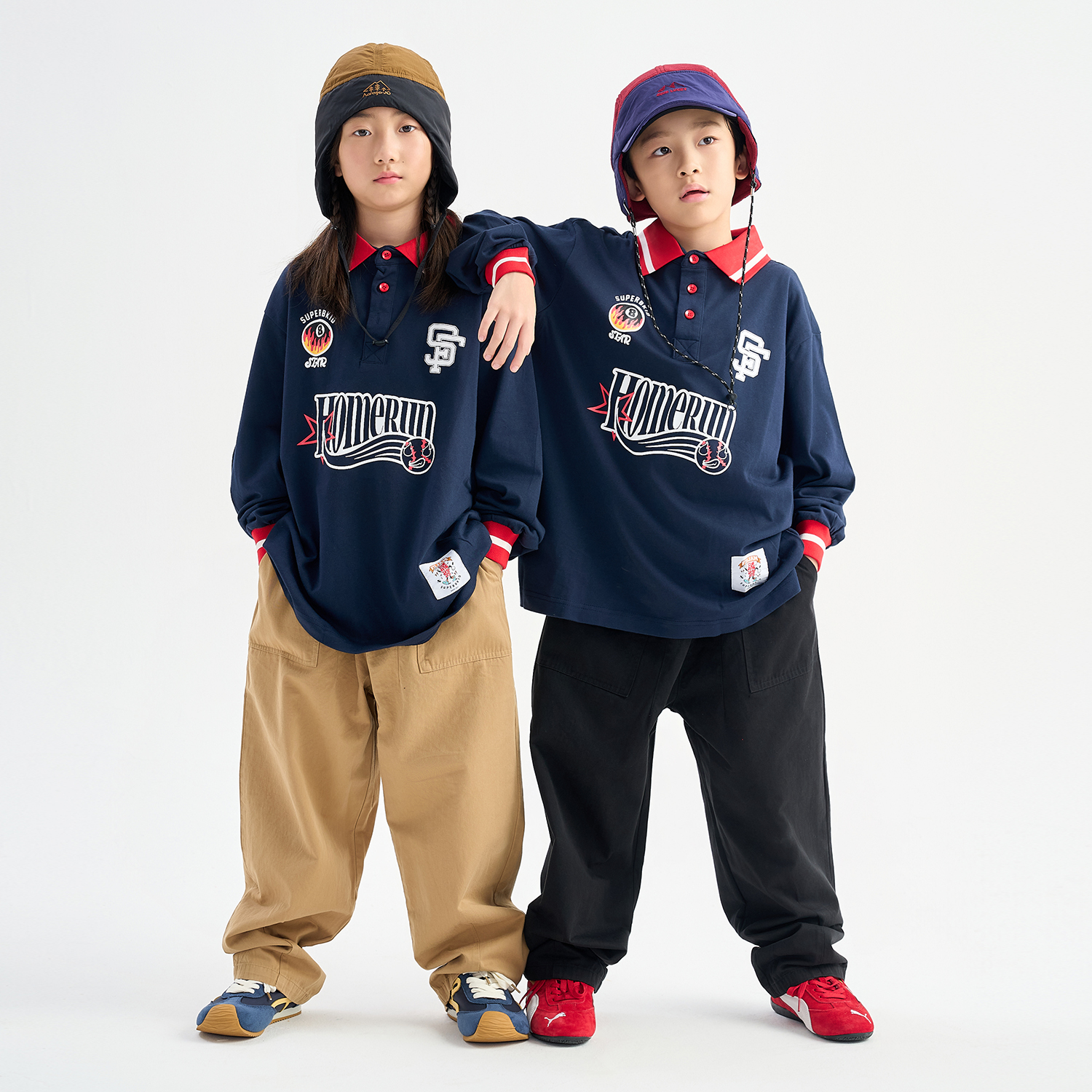 FUJAM嘻哈潮牌街舞童装美式复古POLO衫少儿hiphop潮童炸街演出服