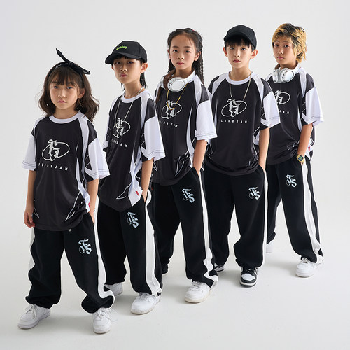 儿童街舞帅气演出服嘻哈潮牌童装男女童酷帅套装少儿hiphop服装夏