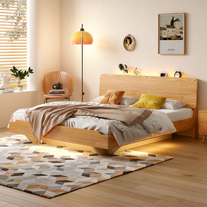 全实木悬浮储物床气压高箱体床收纳床简约现代原木卧室一米八双人