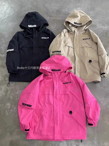 欧货2024春季新品风衣女工装连帽刺绣韩版中长款上衣拼接潮