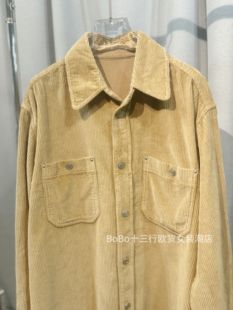 宽松衬衣灯芯绒衬衫 bobo1972古着宽松美式 日系竖条纹工装