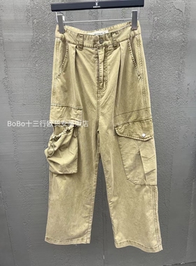 欧洲站bobo1972早春季新款工装裤女大口袋阔腿裤宽松雅痞感拖地裤