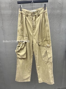 欧洲站bobo1972早春季新款工装裤女大口袋阔腿裤宽松雅痞感拖地裤