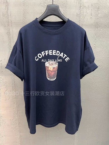 欧货bobo1972夏季新品印花圆领T恤女美式宽松短袖上衣