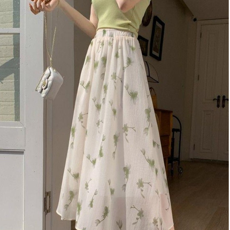 小清新森系碎花半身裙子女夏季高