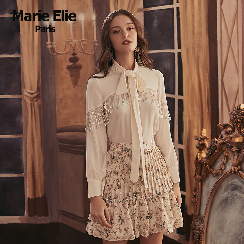 Marie Elie 春夏经典款 薰薇荛槿熠珠流苏上衣E2931C07420