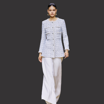 小香风粗花呢排扣短外套女