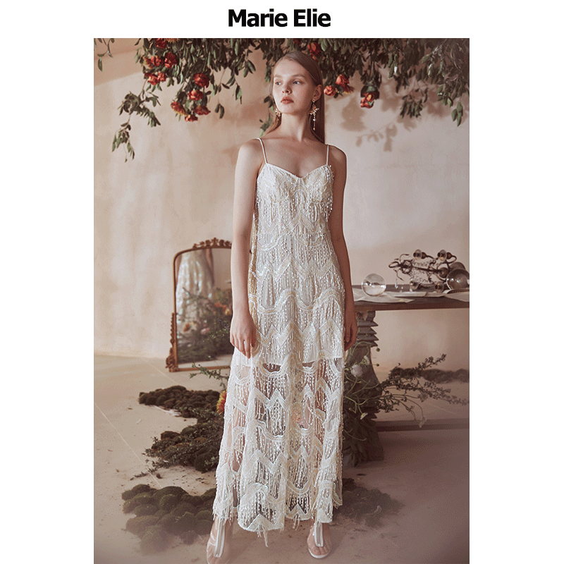 Marie Elie春夏新款 璃彩絮絮吊带连衣裙EAA12M09542