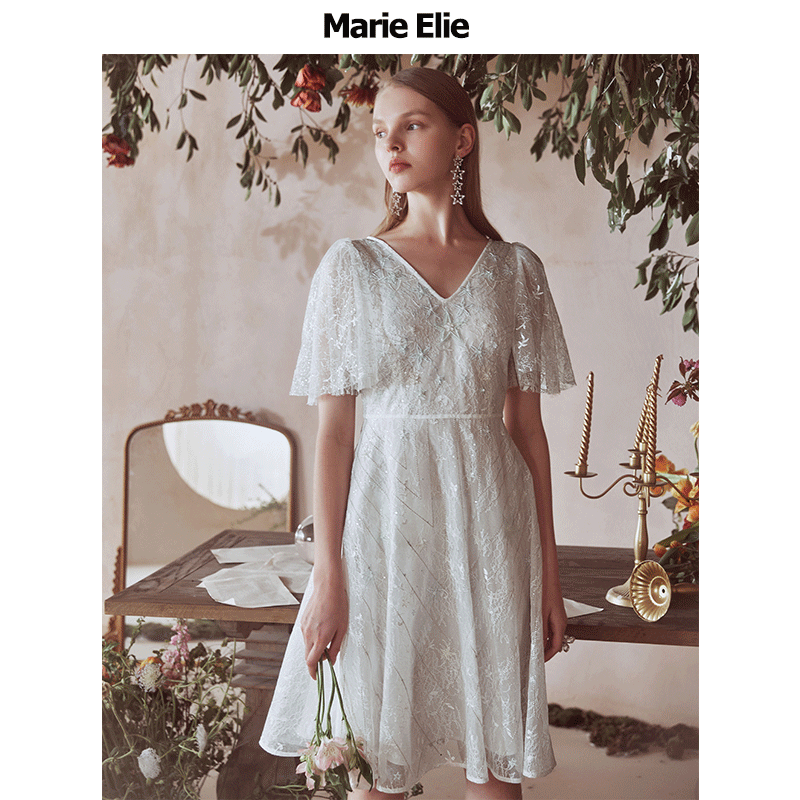 Marie Elie2020春夏新款 星芸熙熙刺绣连衣裙EAA22M00502