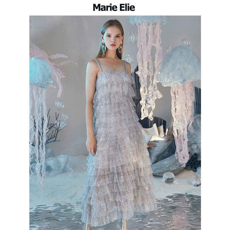 Marie Elie紫嫣妤闪吊带裙 EAA23M06772