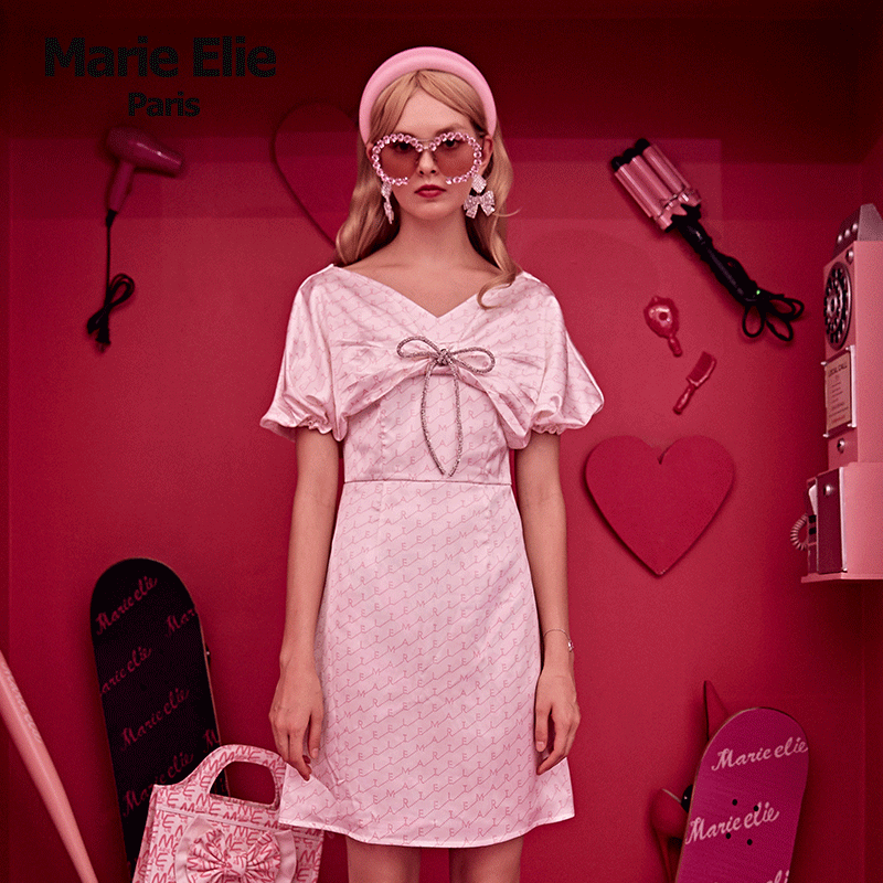 Marie Elie初秋新款 粉缪虞偲偲连衣裙EAA31M02602