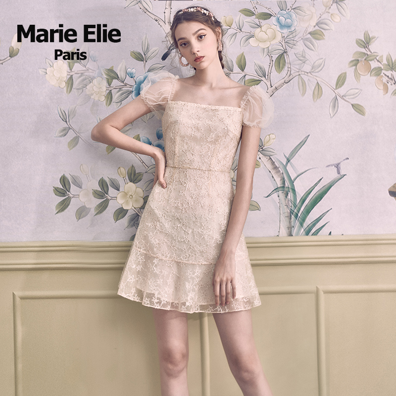 Marie Elie 春夏经典款清黎星星泡泡袖连衣裙E2821M05147