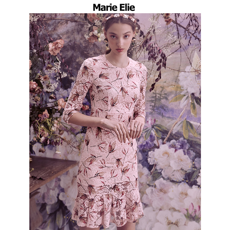 Marie Elie2019早春新款 斐暮秋枫暗叶连衣裙E2911M104435