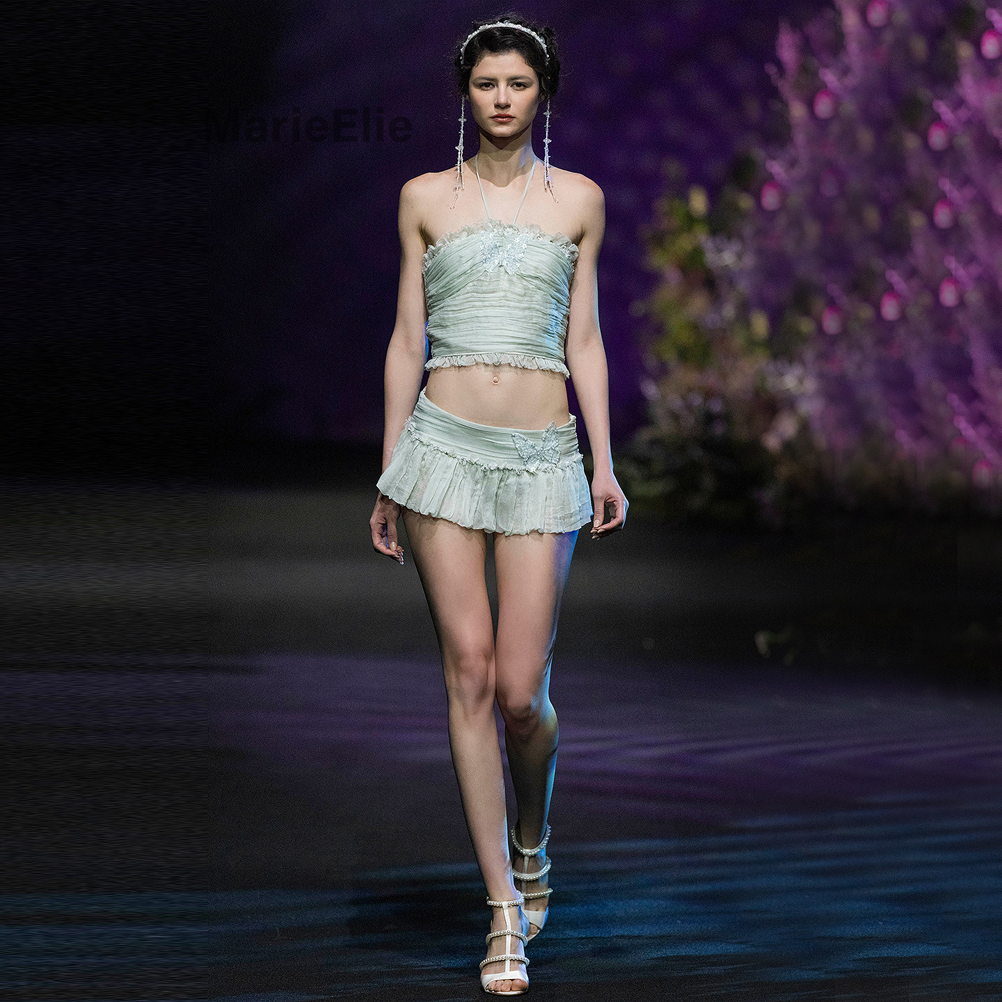 Marie Elie法式甜辣风抹胸吊带套装女夏季度假短裙两件套