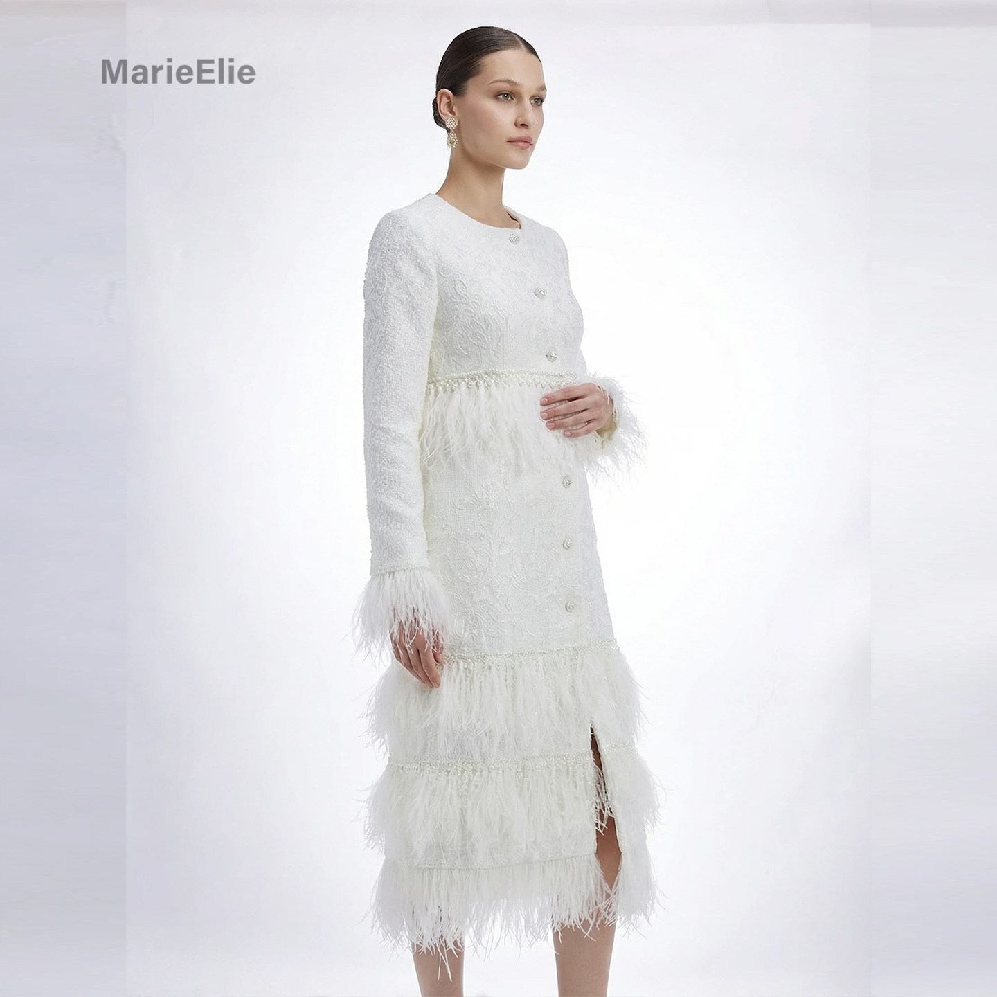 小香风白色羽毛流苏中长款风衣女重工钉珠气质外套长袖单排扣,女装/女士精品,风衣,淘宝优惠券,粉丝福利购,淘宝优惠卷