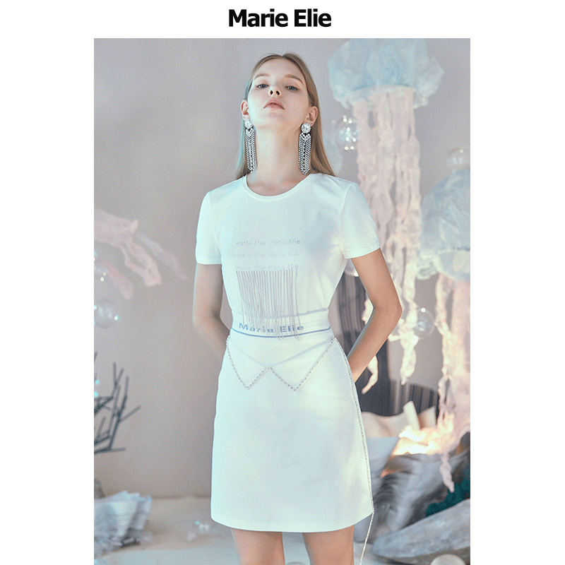 Marie Elie白芨钻链流苏半裙 EAA23P01420