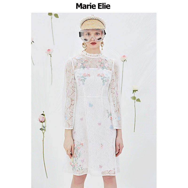 Marie Elie慕春飞蝶刺绣连衣裙YT21M00920