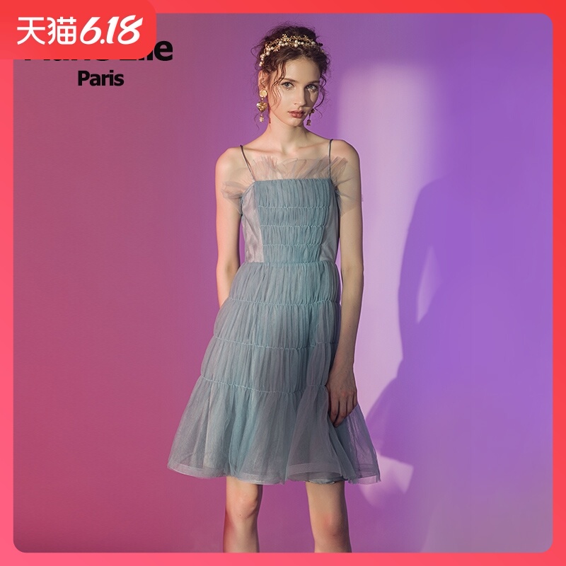Marie Elie春夏经典款修身显瘦吊带连衣裙女E2813M06852