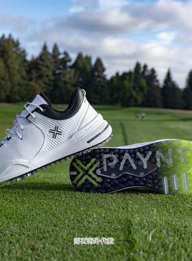 代购 PAYNTR Golf X 002 LE FF男士无钉高尔夫球鞋防水全粒面皮革