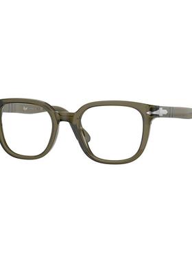 代购Persol男士眼镜框方形塑料灰绿色透明镜片日常佩戴办公