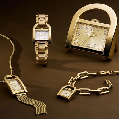 代购Fossil化石 Harwell 金色项链手表女小众时尚潮流石英表官方