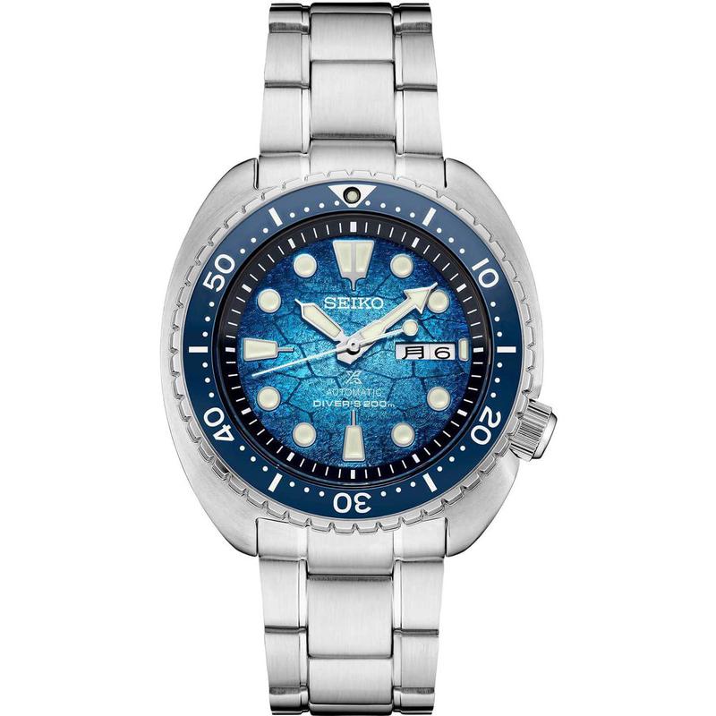 Seiko/精工潜水表米自动机械蓝盘精钢男士运动休闲手表附硅胶表带