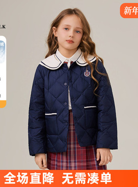 POLO WALK童装 女童羽绒服轻薄短款2025冬季儿童外套上衣保暖