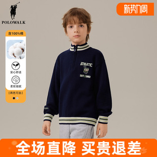 男童半开襟毛衣秋冬装 打底衫 儿童针织衫 时尚 线衫 POLOWALK童装