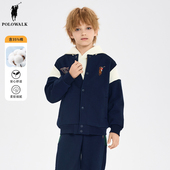 儿童上衣加绒 长袖 POLOWALK童装 男童卫衣棒球服春秋新打底开衫