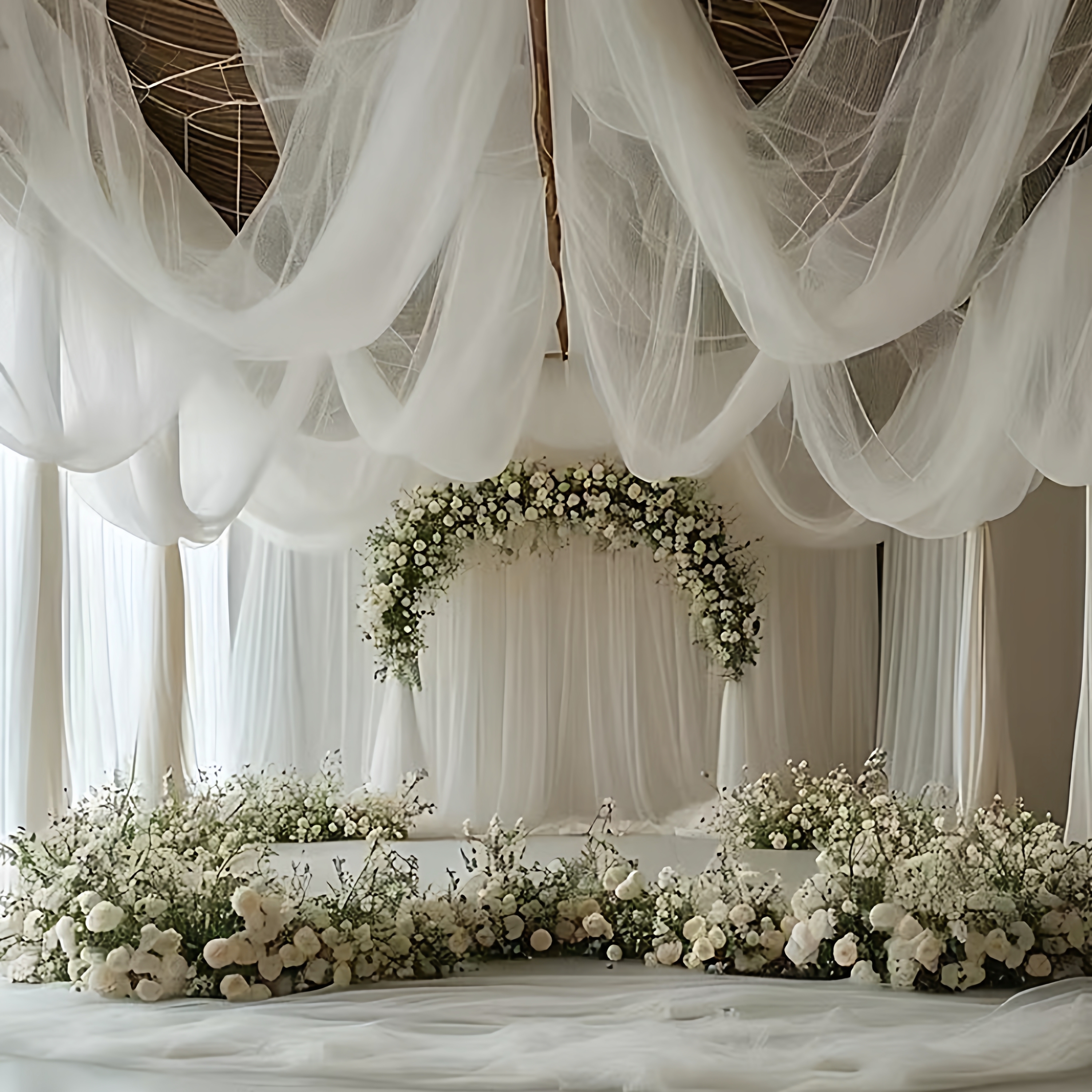 欧根纱椅背纱楼梯户外婚礼网纱