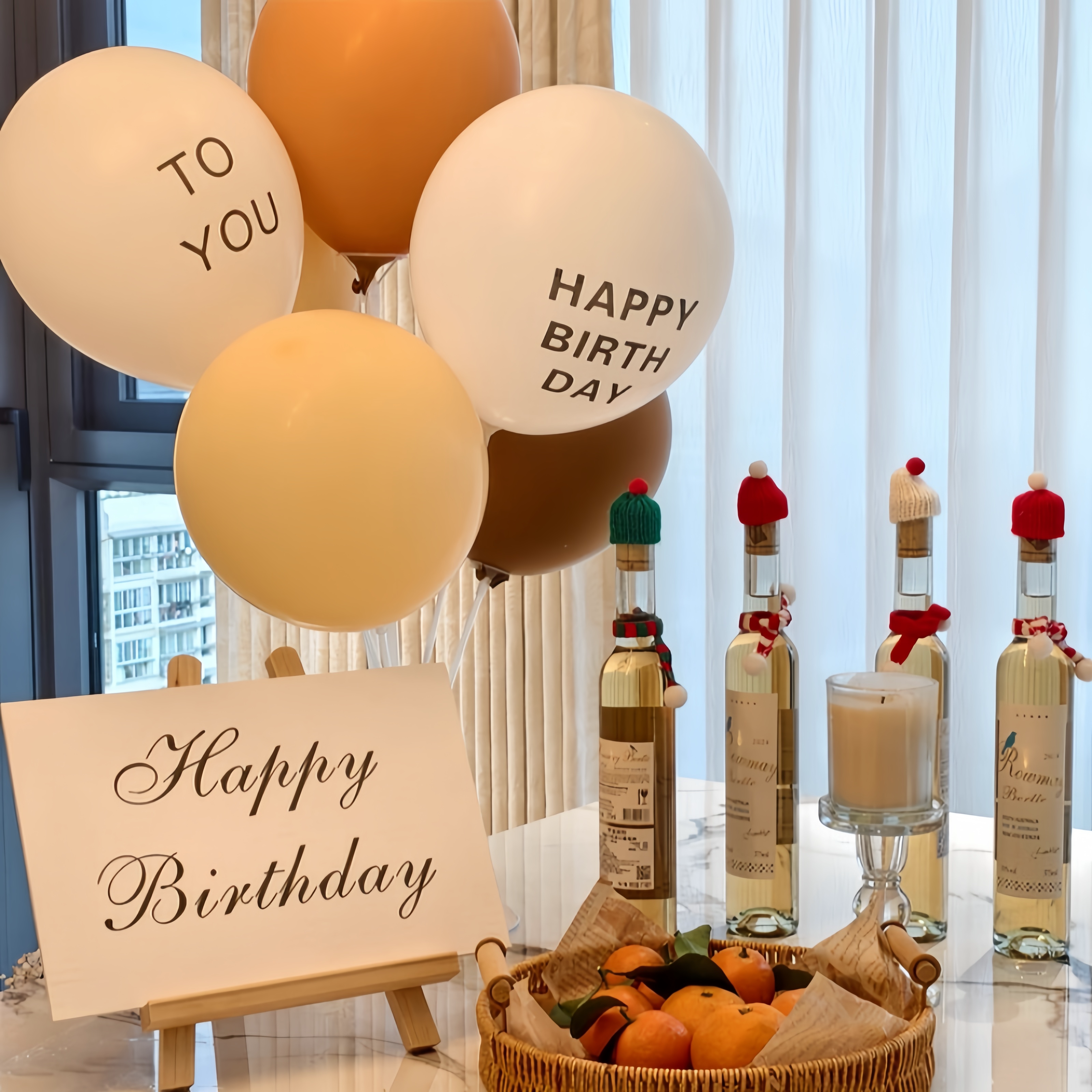 生日仪式感桌面布置摆件生日快乐KT板西餐厅桌面装饰桌旗桌布纱幔