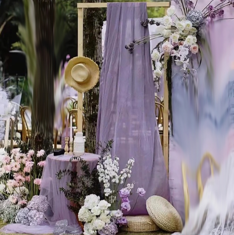 多巴胺婚礼吊顶纱幔商场氛围装饰