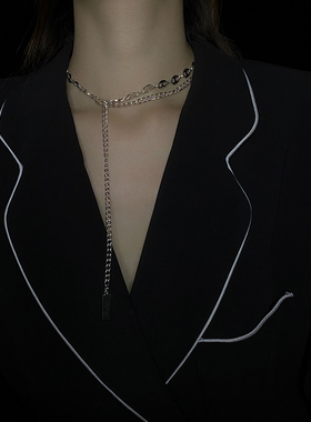 choker拼接猪鼻子流苏欧美锁骨链