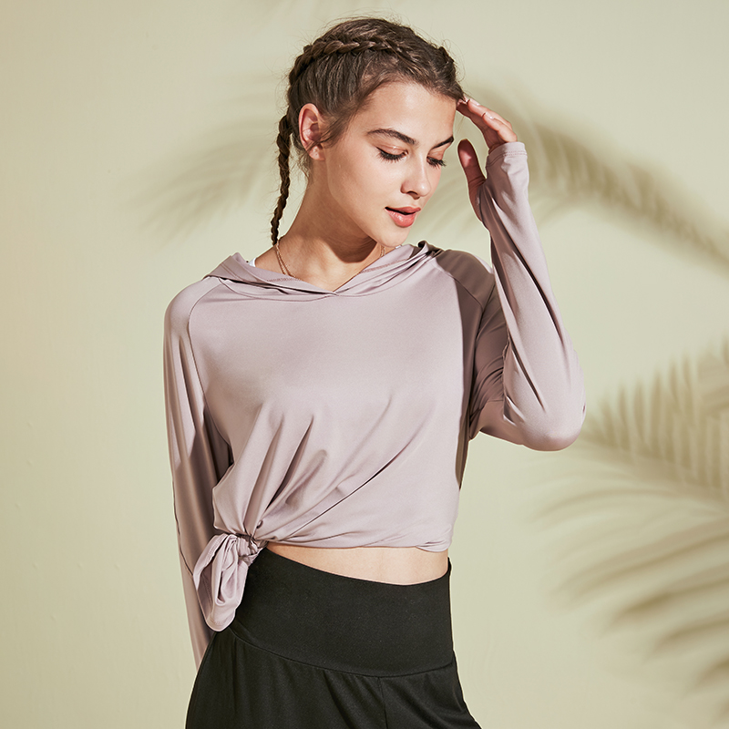 连帽跑步长袖修身透气运动上衣