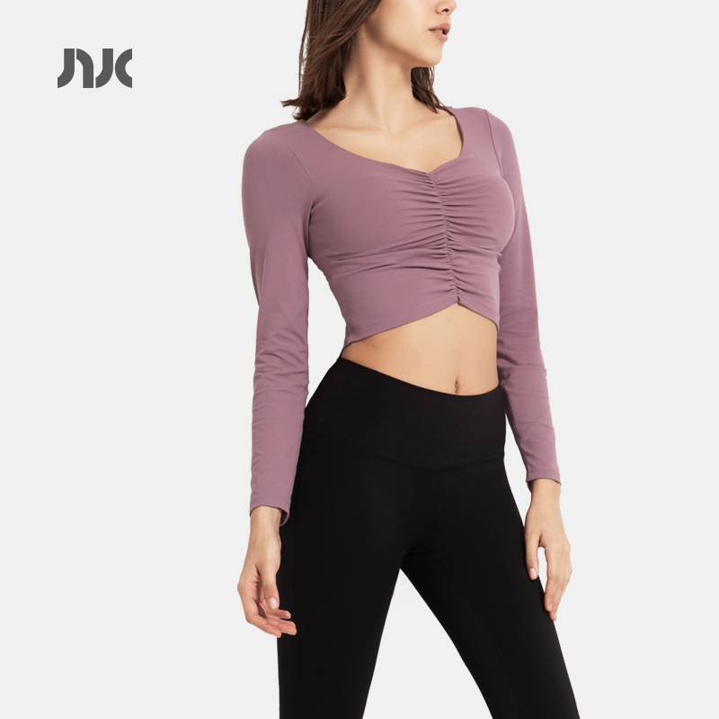 运动女跑步健身上衣长袖紧身衣