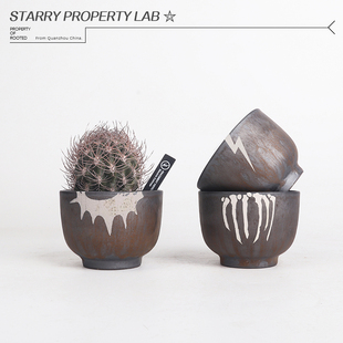 112手工陶瓷龟甲龙惠比须笑大黑象牙宫潮流植物花盆植本钵SRL花盆
