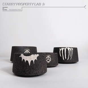 88日式潮流块根手工花盆仙人球惠比须笑大黑植木钵龙舌兰陶瓷花盆