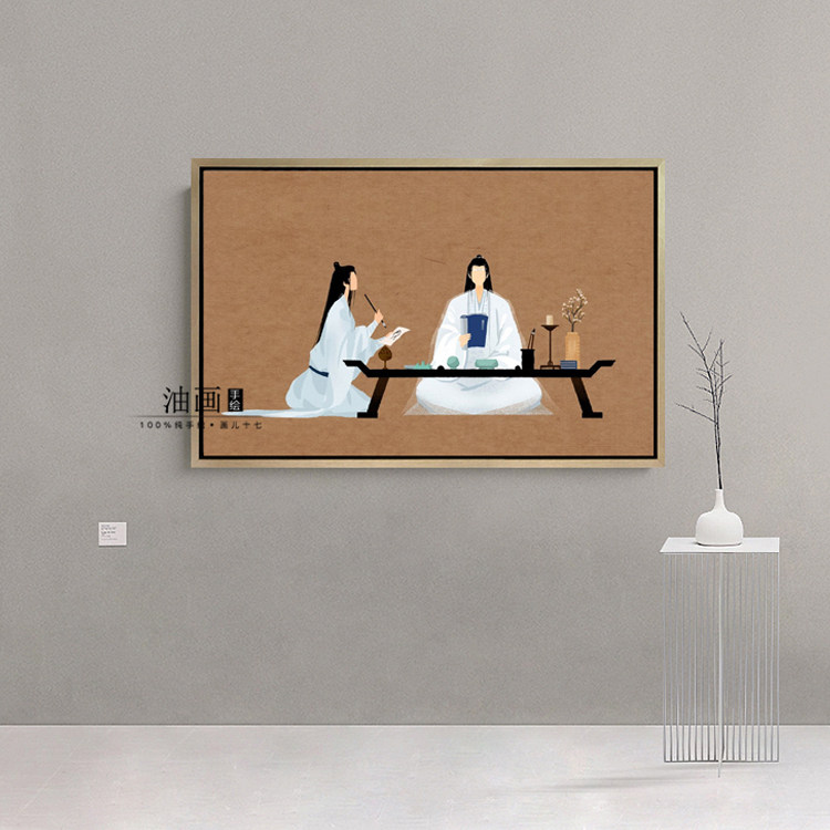 【云深不知处】纯手绘新中式古风陈情令忘羡人物油画装饰画壁挂画