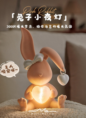 莫里乐园瑞比兔小夜灯充电卧室床头灯温馨伴睡儿童房睡眠晚安灯