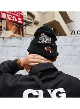 ZLOT 16FW Tom Jerry Beanie 猫和老鼠刺绣 冷帽 针织帽 毛线帽