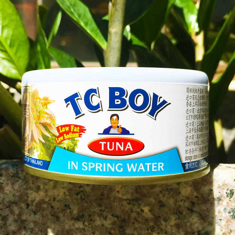 泰国进口tc boy tuna in spring water小胖子水浸金枪鱼罐头180g